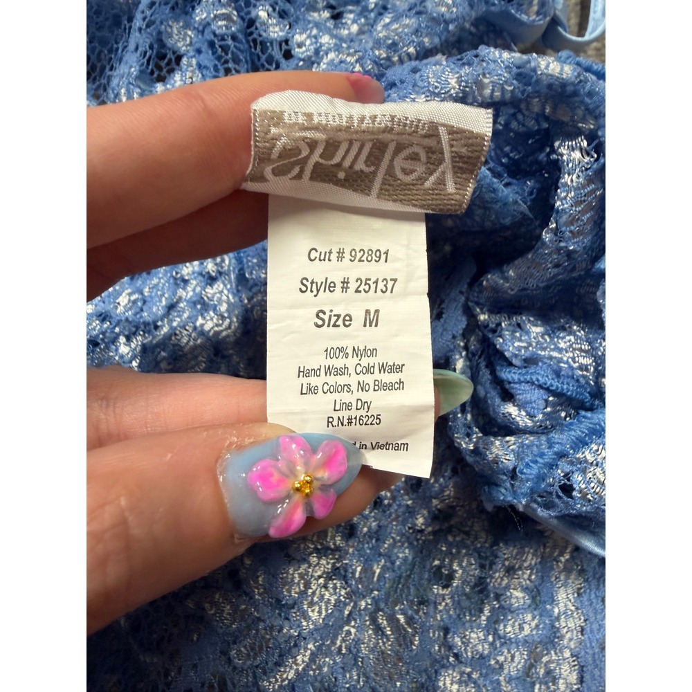 Shirley of Hollywood Vintage Blue Sheer Lace Cami Size Medium‎ - Picture 6 of 6